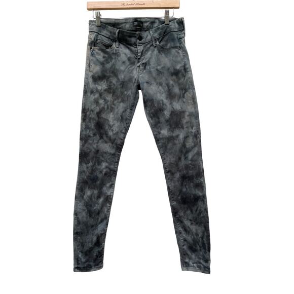 Mother Women The Looker Spontaneous Combustion Skinny Jeans Size 28 Tie Dye Gray - Picture 1 of 12